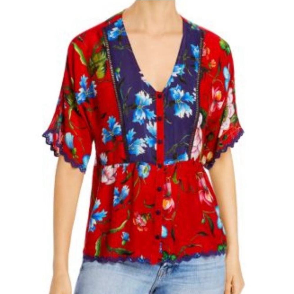 Johnny Was Multicolor Floral Blouse